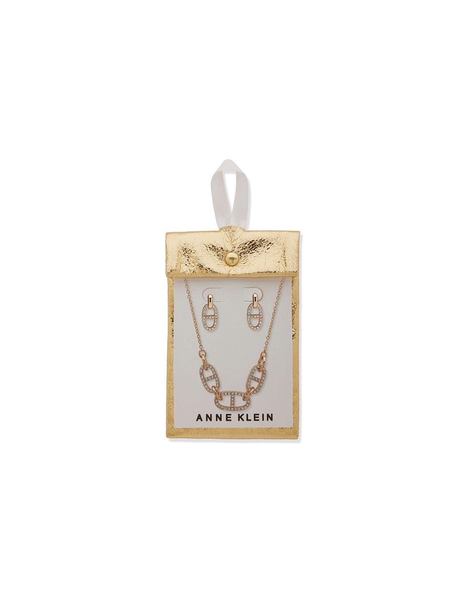 Ensembles de bijoux Anne Klein Links Necklace and Earring Set in Pouch   | PNI-4273624